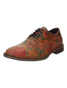 BULLBOXER Pantofi cu șireturi maro coniac / verde deschis / roz
