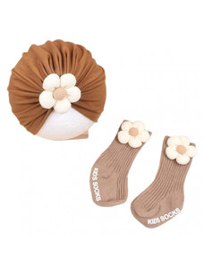 bebek Set turban si sosete, cute flower, premium
