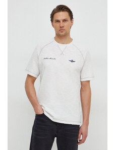 Aeronautica Militare tricou din bumbac barbati, culoarea alb, neted