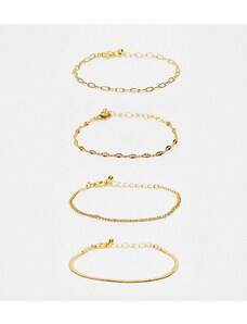 ASOS Curve ASOS DESIGN Curve 14k gold plated pack of 4 bracelets with mixed chain detail