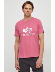 Alpha Industries tricou din bumbac bărbați, culoarea alb, cu imprimeu