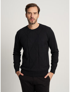Willsoor Pulover negru elegant pentru bărbați cu model geometric 16068