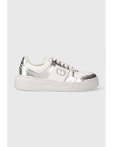 Twinset sneakers din piele culoarea argintiu, 241TCP030