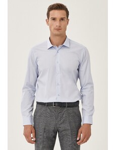 AC&Co / Altınyıldız Classics Men's Light Blue Easy-to-Iron Slim Fit Slim Fit Classic Collar Cotton Shirt.