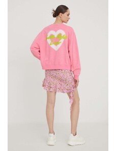 HUGO bluză femei, culoarea roz, cu imprimeu 50508524