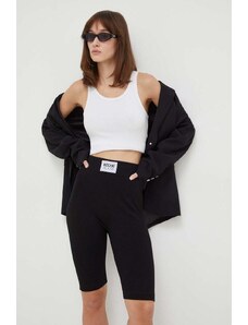 Moschino Jeans pantaloni scurti femei, culoarea negru, neted, high waist