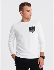 Ombre Clothing Men's long sleeve t-shirt - white V1 OM-LSPT-0118