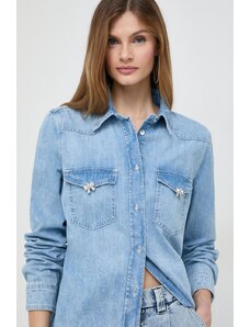 Guess camasa jeans femei, cu guler clasic, regular