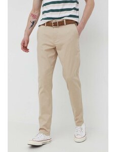 Solid pantaloni barbati, culoarea bej, drept