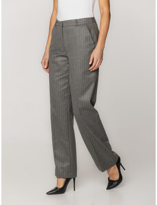 Willsoor Pantaloni eleganți cu dungi pentru femei, gri deschis 16076