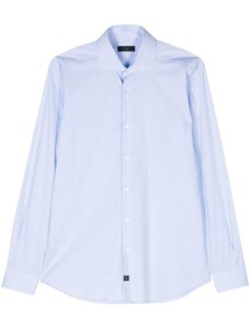 Fay logo-patch cotton shirt - Blue