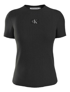 CALVIN KLEIN T-Shirt Woven Label Rib Regular Tee J20J222687 BEH ck black