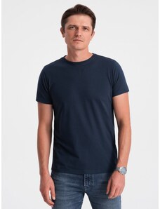 Ombre Clothing Classic BASIC men's cotton T-shirt - navy blue V2 OM-TSBS-0146