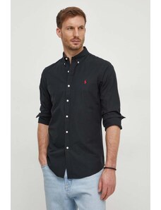 Polo Ralph Lauren cămașă bărbați, culoarea negru, cu guler button-down, slim 710928254