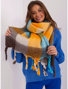 Fashionhunters Blue and brown winter scarf with fringe
