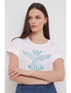 Aeronautica Militare tricou din bumbac femei, culoarea alb