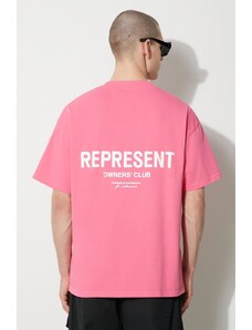 Represent tricou din bumbac Owners Club bărbați, culoarea roz, cu imprimeu, OCM409.144