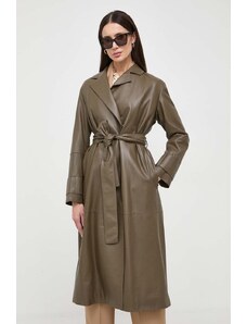 BOSS palton de piele femei, culoarea maro, de tranziție 50505512