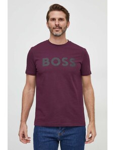 Boss Orange BOSS tricou din bumbac CASUAL bărbați, culoarea violet, cu imprimeu 50481923