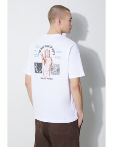 Daily Paper tricou din bumbac Identity SS bărbați, culoarea alb, cu imprimeu, 2411063