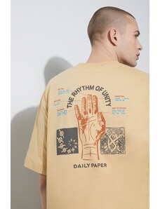 Daily Paper tricou din bumbac Identity SS bărbați, culoarea bej, cu imprimeu, 2411064