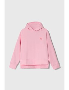 adidas Originals bluza copii culoarea roz, cu glugă, neted
