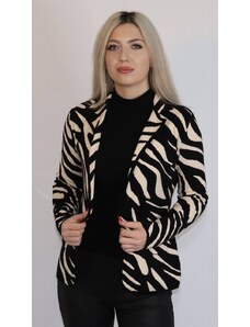 Fashion App Cardigan Dama, Tricot, Imprimeu Zebra, Alb/Negru