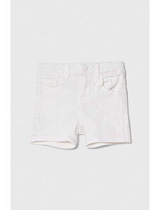 Guess pantaloni scurti din denim pentru copii culoarea alb, neted, talie reglabila