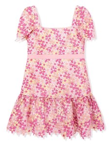 MARLO floral-embroidered flared dress - Pink