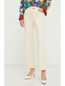 MAX&Co. pantaloni femei, culoarea bej, drept, high waist 2416130000000
