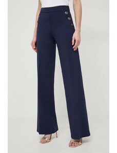 Twinset pantaloni femei, culoarea albastru marin, drept, high waist