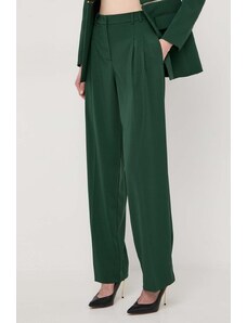 Patrizia Pepe pantaloni femei, culoarea verde, drept, high waist
