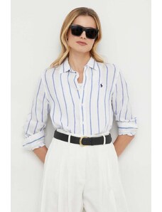 Polo Ralph Lauren cămașă de in culoarea alb, cu guler clasic, relaxed 211910644