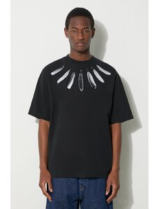 Marcelo Burlon tricou din bumbac Collar Feathers Over bărbați, culoarea negru, cu imprimeu, CMAA054S24JER0061001