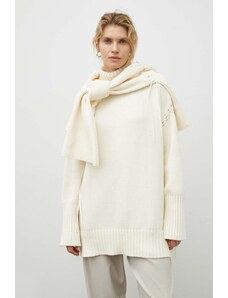 Gestuz pulover femei, culoarea bej, călduros, cu guler 10908740