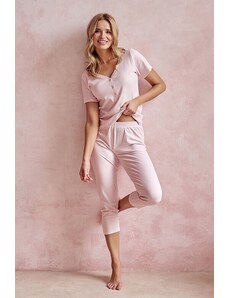 Taro Pijamale damă Remi roz cu mânecă scurtă