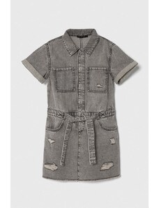 Sisley rochie din denim pentru copii culoarea gri, mini, drept