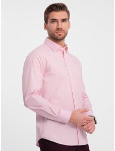 Ombre Clothing REGULAR cotton classic shirt - light pink V2 OM-SHOS-0154