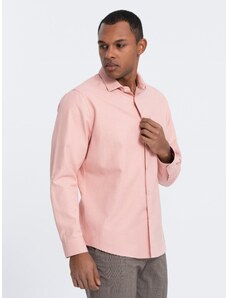 Ombre Clothing Men's REGULAR FIT shirt with pocket - pink V5 OM-SHCS-0148