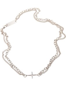 Urban Classics Accessoires Small Cross Layered Necklace - Silver Color