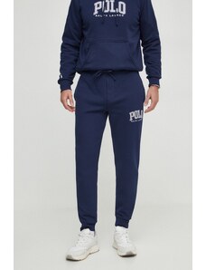 Polo Ralph Lauren pantaloni de trening culoarea bleumarin, cu imprimeu 710934718