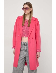 Patrizia Pepe palton de lana culoarea roz, de tranzitie