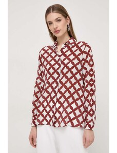 Marella cămașă de mătase culoarea bej, cu guler clasic, regular 2413110000000