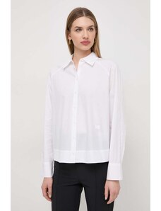 Armani Exchange camasa din bumbac femei, culoarea alb, cu guler clasic, regular