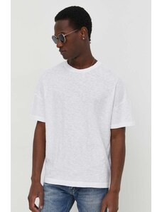 American Vintage tricou din bumbac barbati, culoarea alb, neted