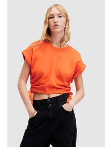 AllSaints bluza din bumbac MIRA culoarea portocaliu, neted