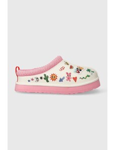 UGG papuci din piele pentru copii TAZZ POP SKETCH culoarea roz