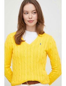 Polo Ralph Lauren pulover de bumbac culoarea galben, light 211891641