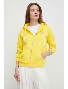 Polo Ralph Lauren bluză femei, culoarea galben, cu glugă, uni 211943008