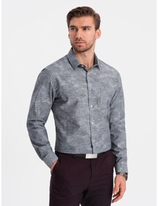 Ombre Clothing Classic men's flannel cotton plaid shirt - gray V3 OM-SHCS-0157